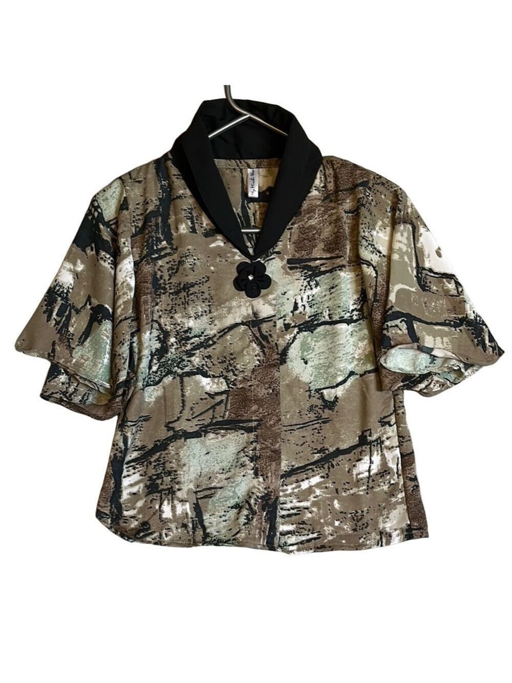 My Mirchi Wear Boxy Graphic Blouse in Brown and Tan